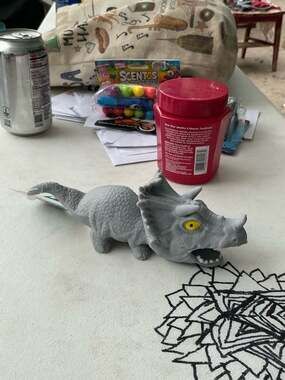 Hedstrom Super Realz Big Head Dinosaur Triceratops Squishy Toy